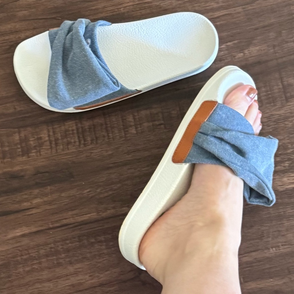 Robert Clergerie Paris Wendy Denim Pool Sandals Women’s US 6/6.5 Designer Slides - Picture 13 of 13